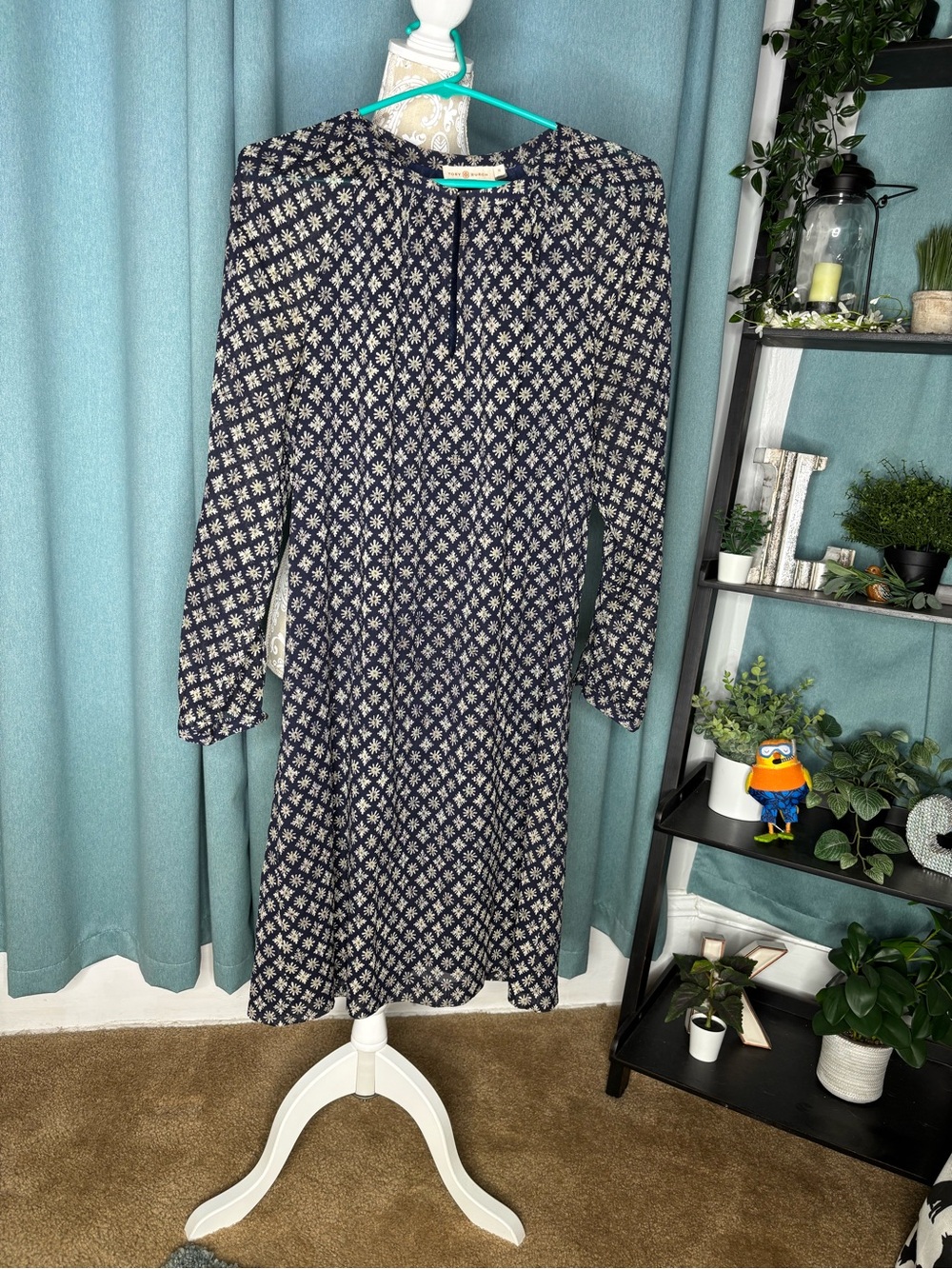 Tory Burch dress Navy w/ Floral Design Size 10